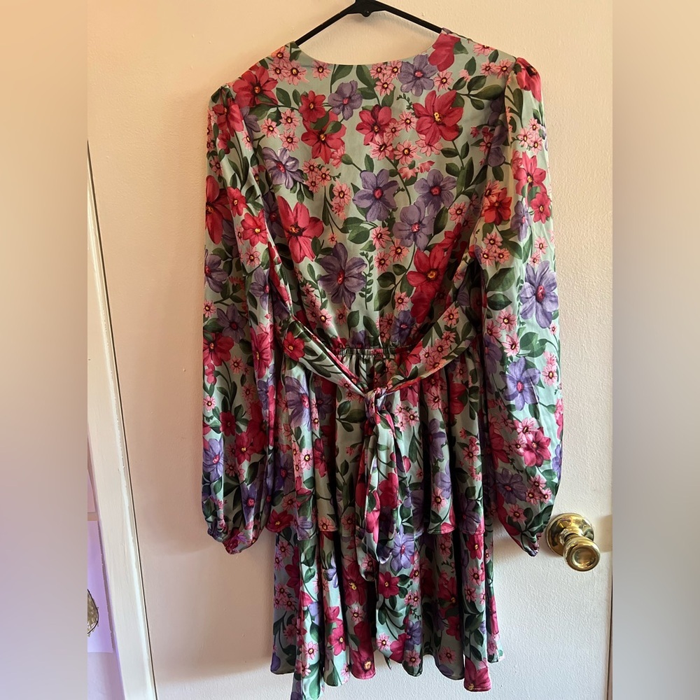 Dance & Marvel Floral Long Sleeve Dress - Pink and Purple - Picture 6 of 9
